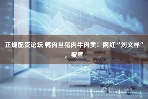 正规配资论坛 鸭肉当猪肉牛肉卖！网红“刘文祥”，被查